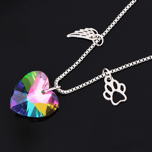 Rainbow Memorial Necklace with Heart Pendant 1