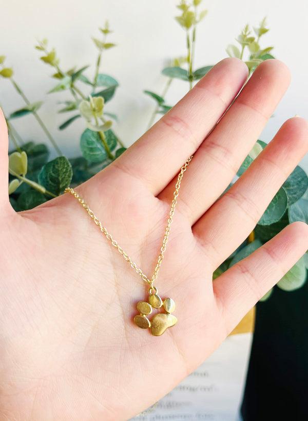 Gold-Plated Necklace with Paw Charm 1