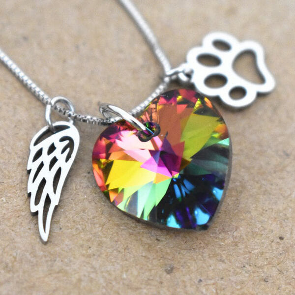 Rainbow Memorial Necklace with Heart Pendant 2