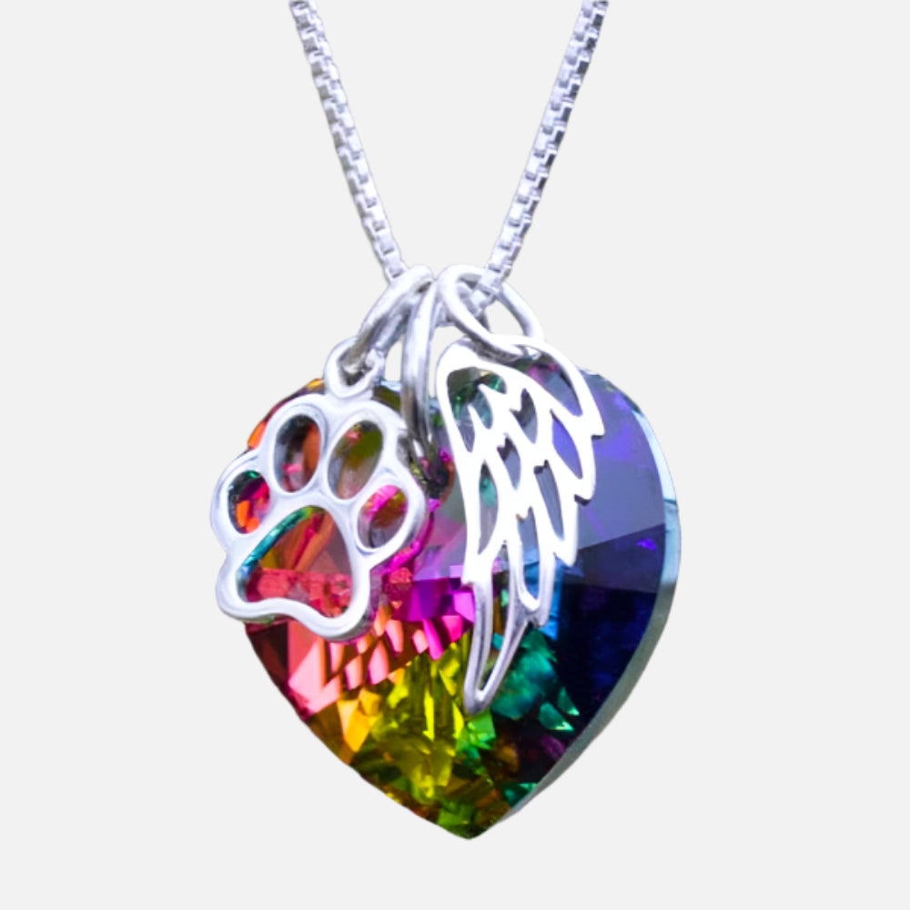 Rainbow Memorial Necklace with Heart Pendant 3