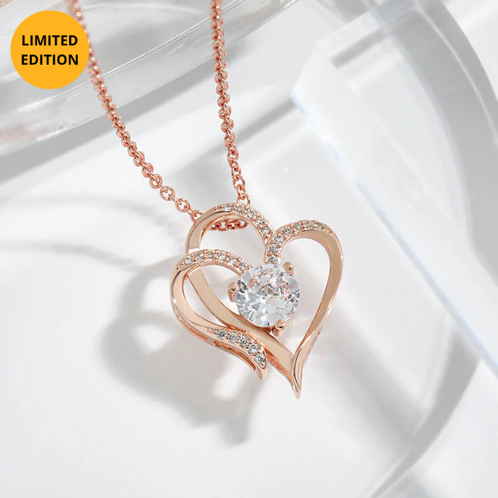 Tamila - Adjustable ladies' necklace with double heart & sparkling zirconia