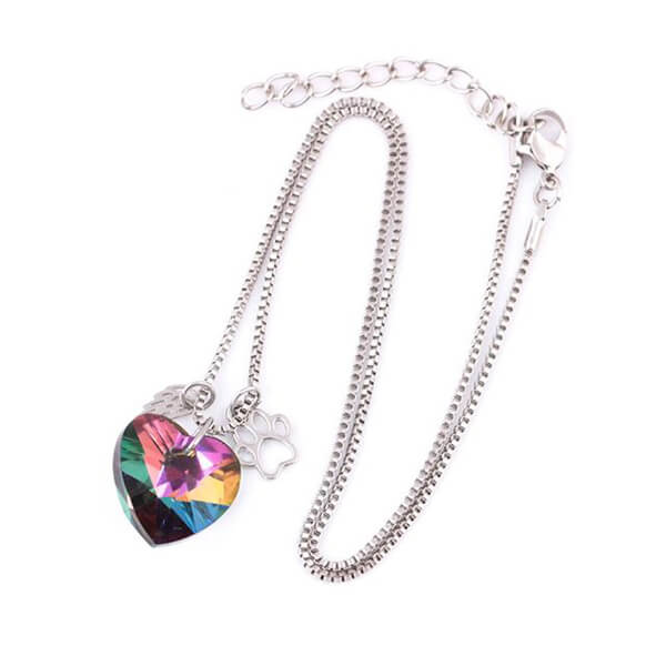 Rainbow Memorial Necklace with Heart Pendant 4