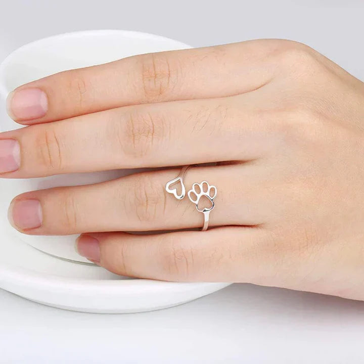 Calder - Adjustable Pfoten-Herz-Ring made of handmade 925 silver
