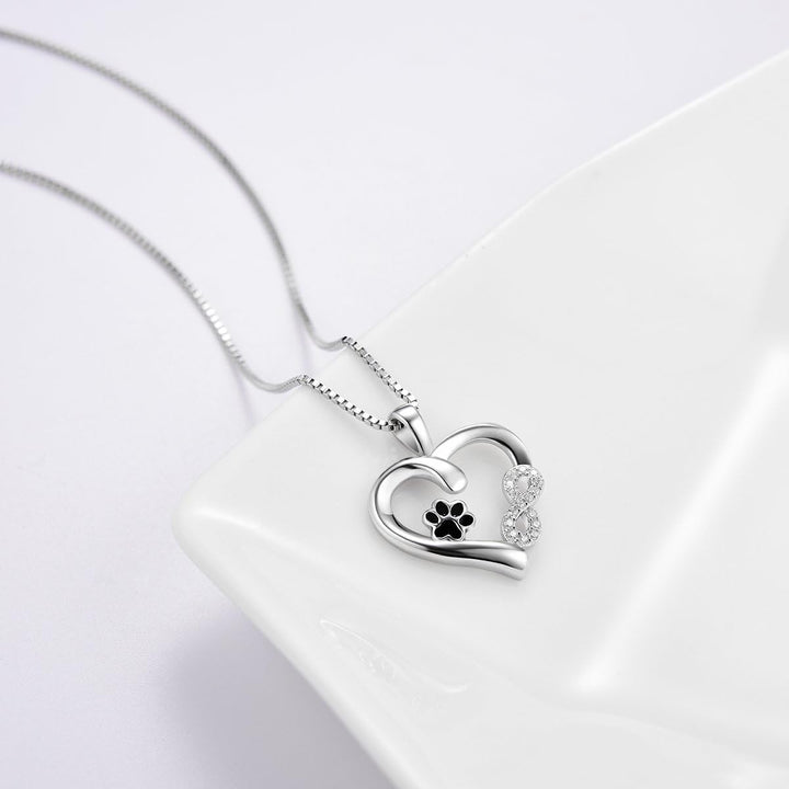 Paw and Heart Necklace with Infinity Charm 1