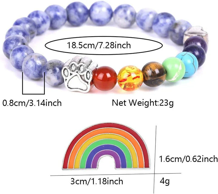 Makenna -Rainbow Bridge Memorial band with 7 chakra pearls