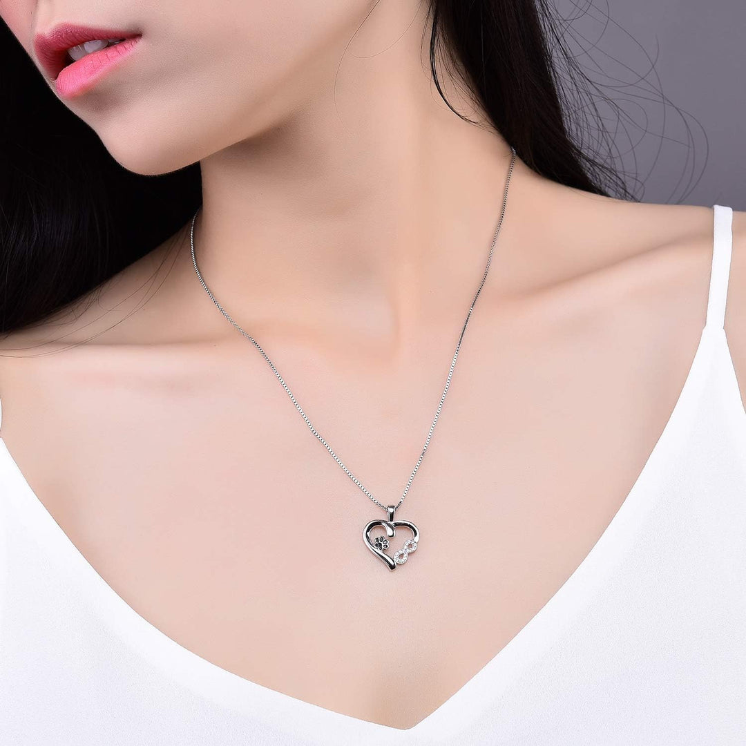 Paw and Heart Necklace with Infinity Charm 3