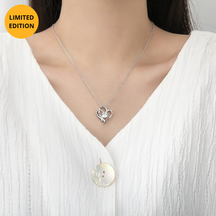 Tamila - Adjustable ladies' necklace with double heart & sparkling zirconia
