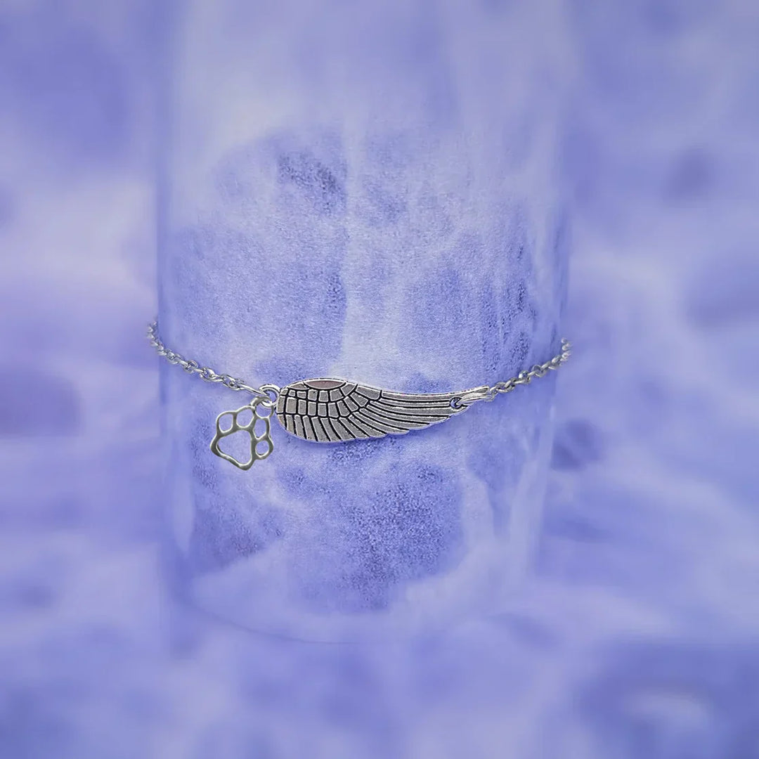 Silver Memorial bracelet with angel wing & Pfot pressure | Eloise