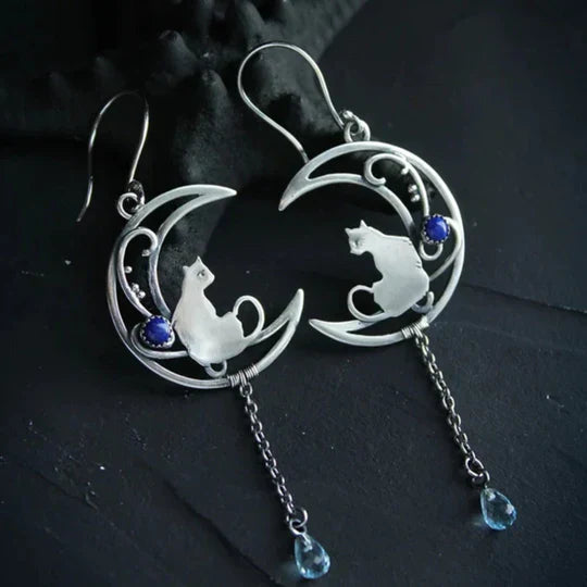 Allen - Boho tissue earrings made of silver with blue zirconia