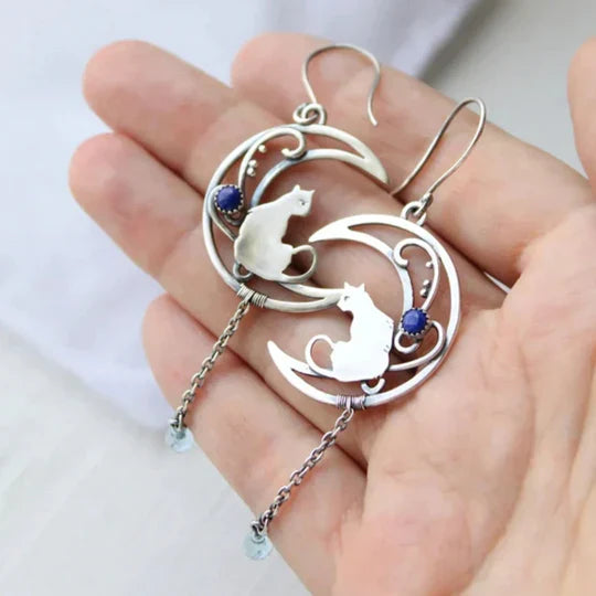 Allen - Boho tissue earrings made of silver with blue zirconia