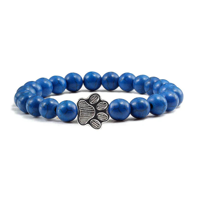 Finley - pearl bracelet with paw trailer made of natural stone