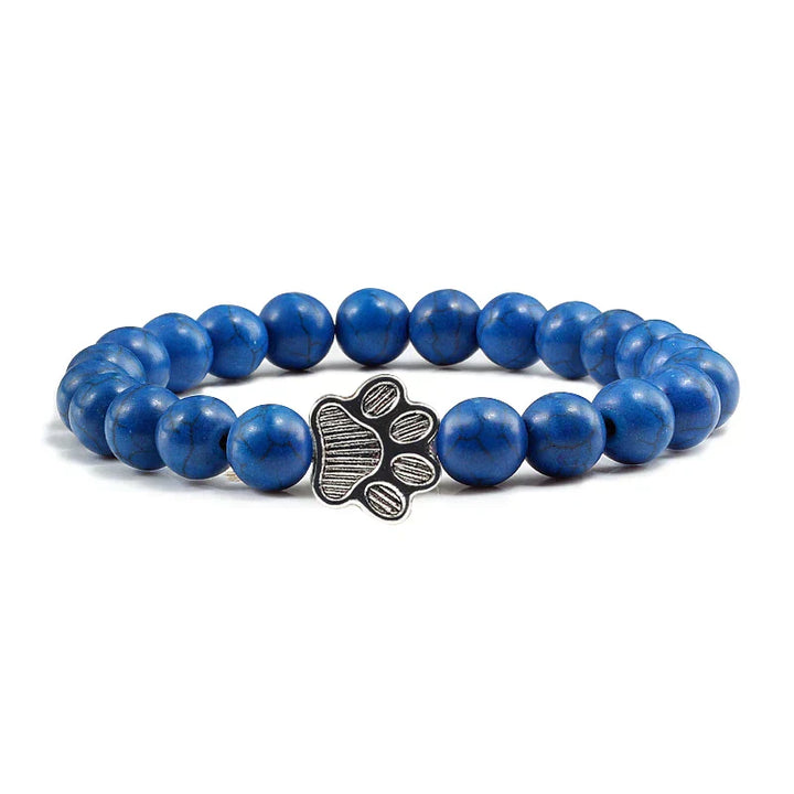 Finley - pearl bracelet with paw trailer made of natural stone