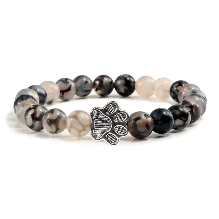 Finley - pearl bracelet with paw trailer made of natural stone