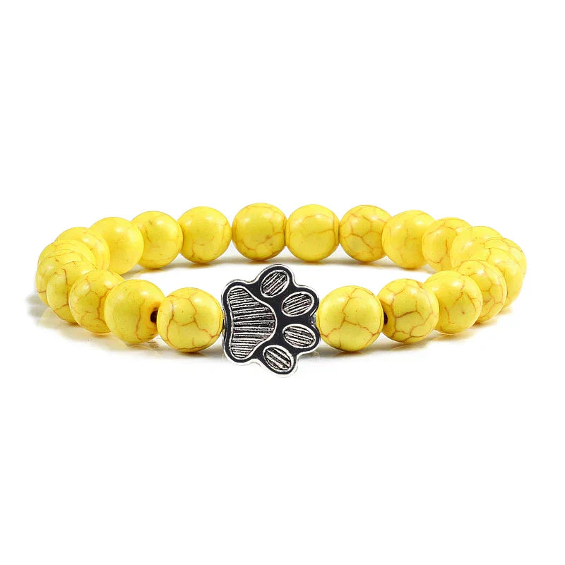 Finley - pearl bracelet with paw trailer made of natural stone