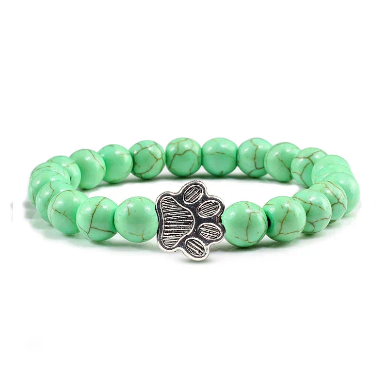Finley - pearl bracelet with paw trailer made of natural stone