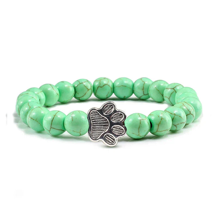 Finley - pearl bracelet with paw trailer made of natural stone