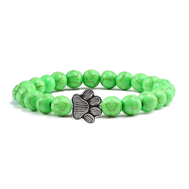 Finley - pearl bracelet with paw trailer made of natural stone