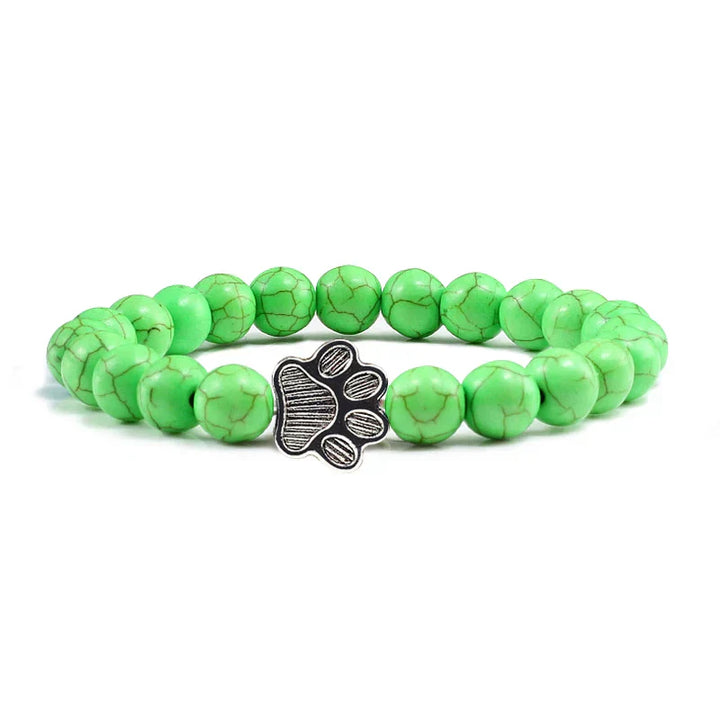 Finley - pearl bracelet with paw trailer made of natural stone