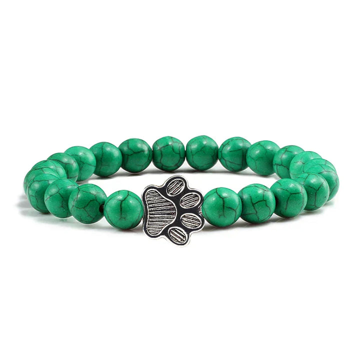 Finley - pearl bracelet with paw trailer made of natural stone