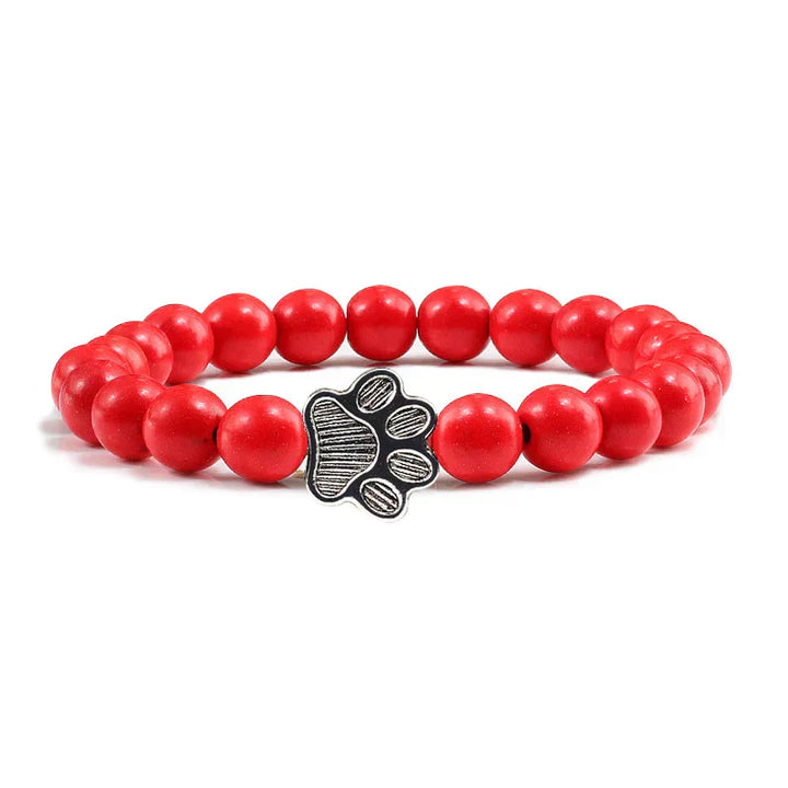 Finley - pearl bracelet with paw trailer made of natural stone