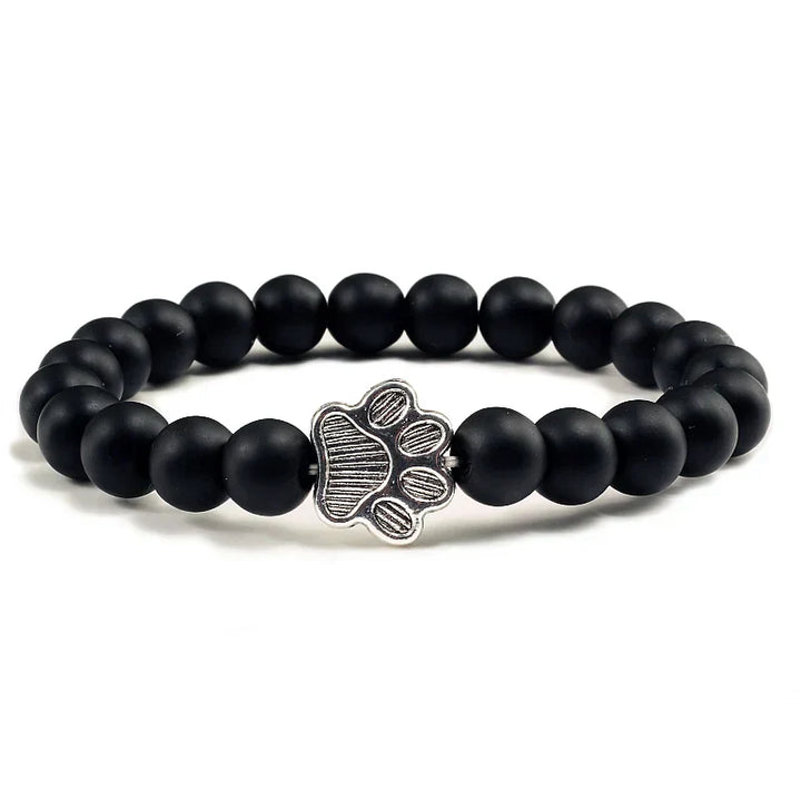 Finley - pearl bracelet with paw trailer made of natural stone