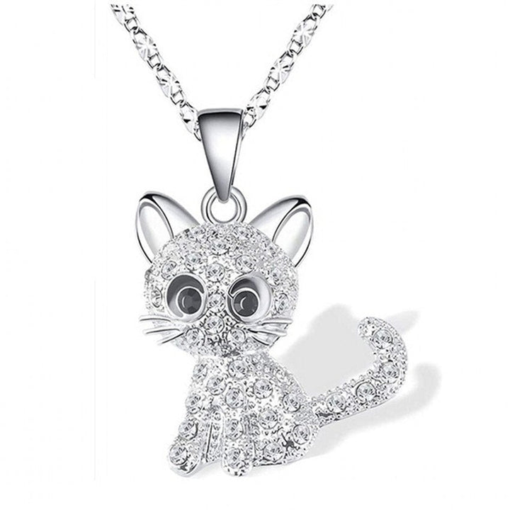 Silver Baby Kittens and Coloured Zirconia Necklace 3