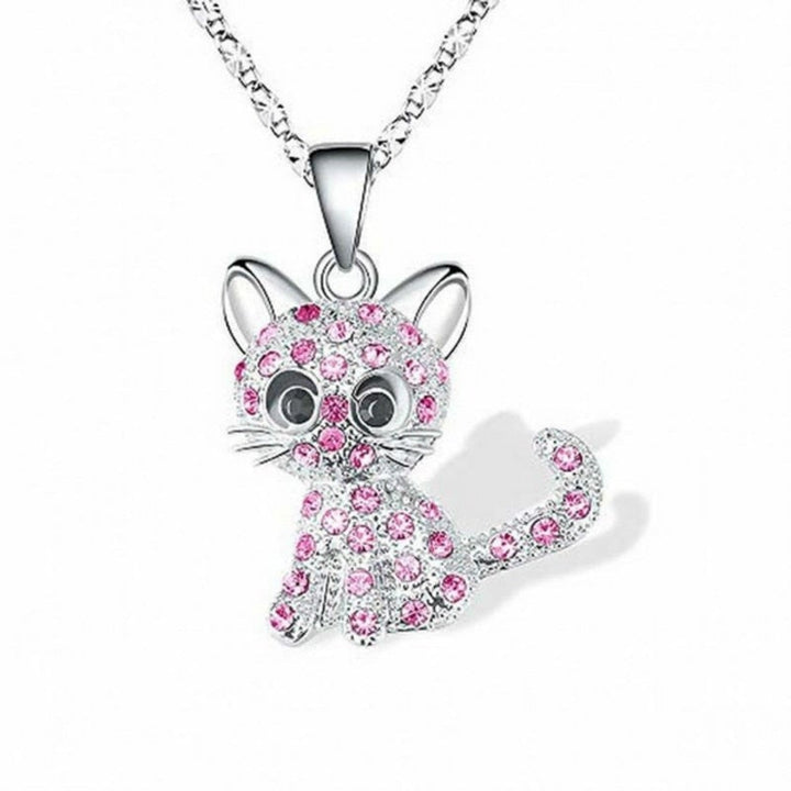 Silver Baby Kittens and Coloured Zirconia Necklace 1