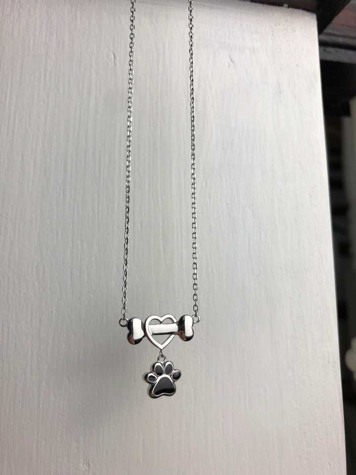 Dainty Dog Paw Necklace in Stainless Steel 1