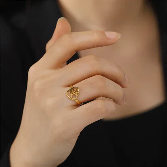 Fraser - Pfote & Heart Ring Gold and Silver for Animal Lovers-Beckky