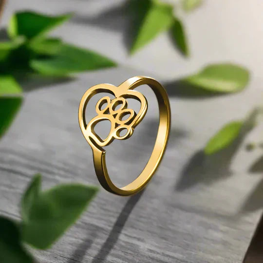 Fraser - Pfote & Heart Ring Gold and Silver for Animal Lovers-Beckky