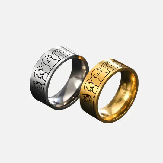 Kira - Wide gold and silver ring with engraved paw for women