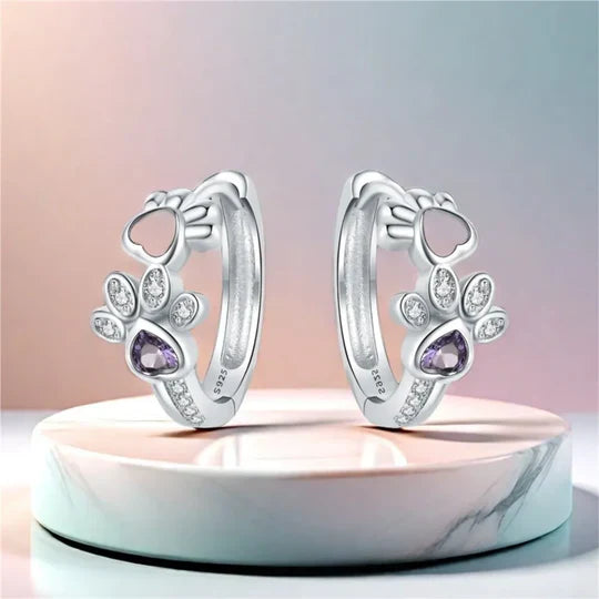 Gracie - Patte Huggie earrings made of silver with Zirconia & Herzstein