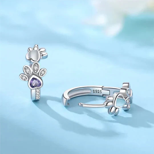Gracie - Patte Huggie earrings made of silver with Zirconia & Herzstein