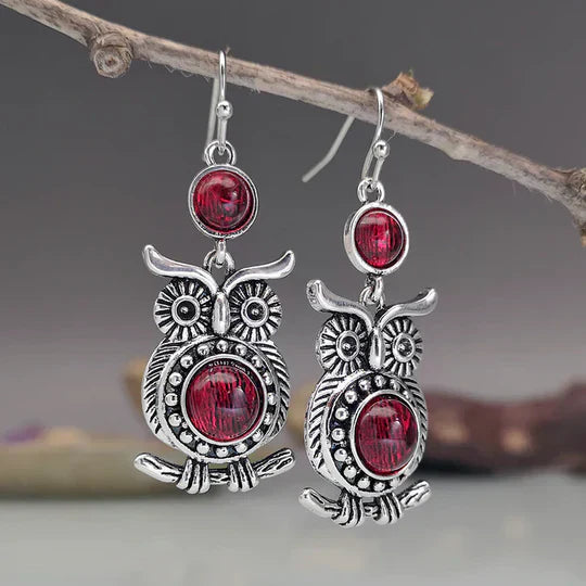 Maddison -Vintage eulen earrings in red