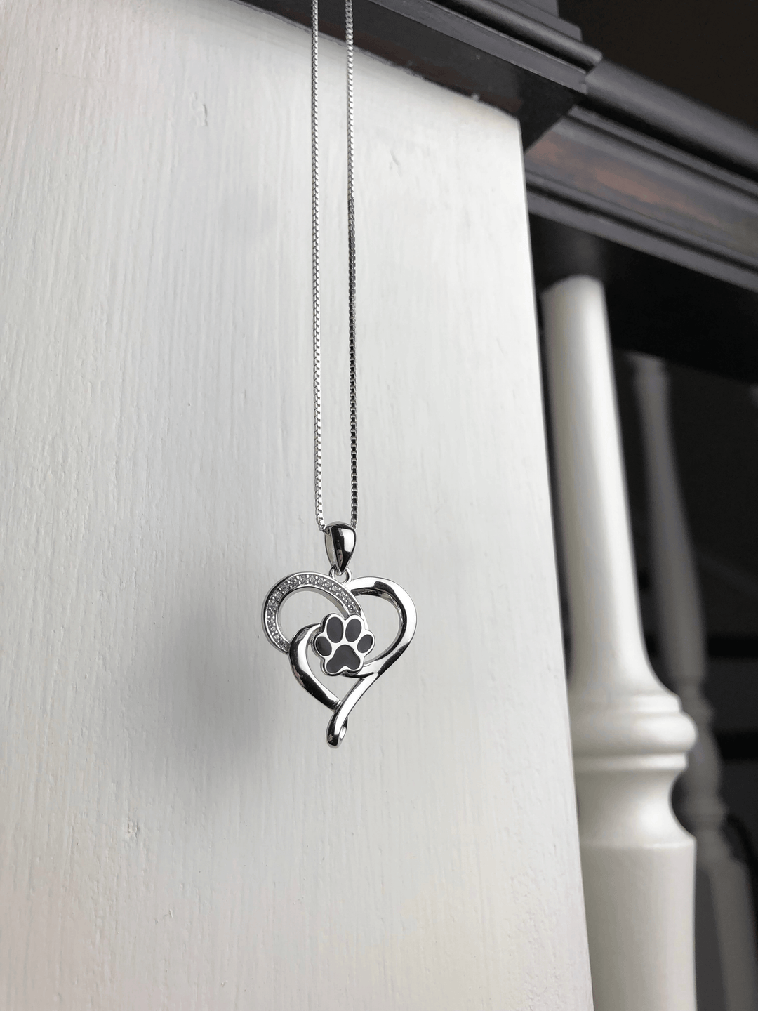  Stainless Steel Infinity Necklace with Heart & Paw-1