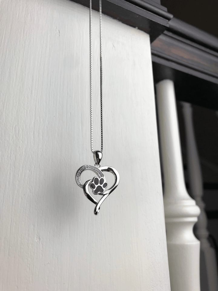  Stainless Steel Infinity Necklace with Heart & Paw-1