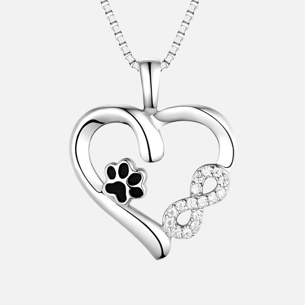 Paw and Heart Necklace with Infinity Charm 2