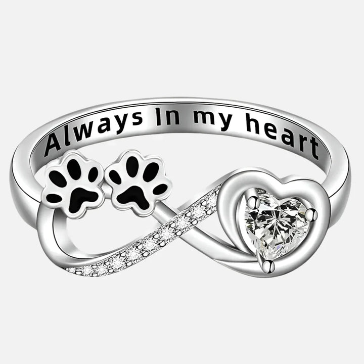 Maggie -Pfotenring with heart & infinity symbol and sparkling zirconia
