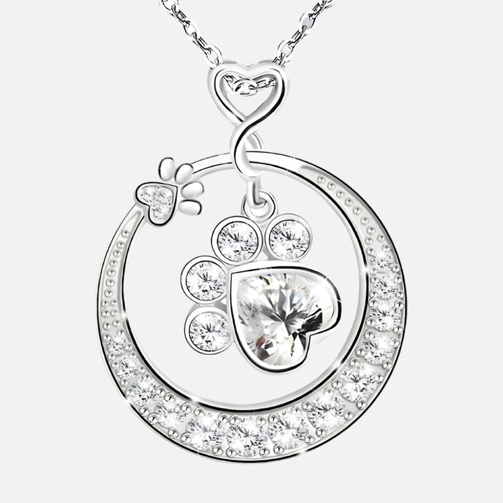 Cute Paw Print Necklace in 925 Sterling Silver with Cubic Zirconia 1