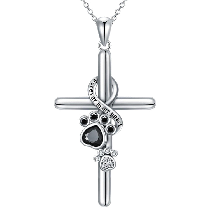 925 Sterling Silver Paw & Cross Necklace 2